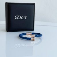 GDorri Bracelet Blue Leather Rose Gold
