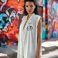 GDorri White Lux Cape, Cape Jacket, Cape Sleeve, Cape Blazer, Draped Vest, Sleeveless Cape