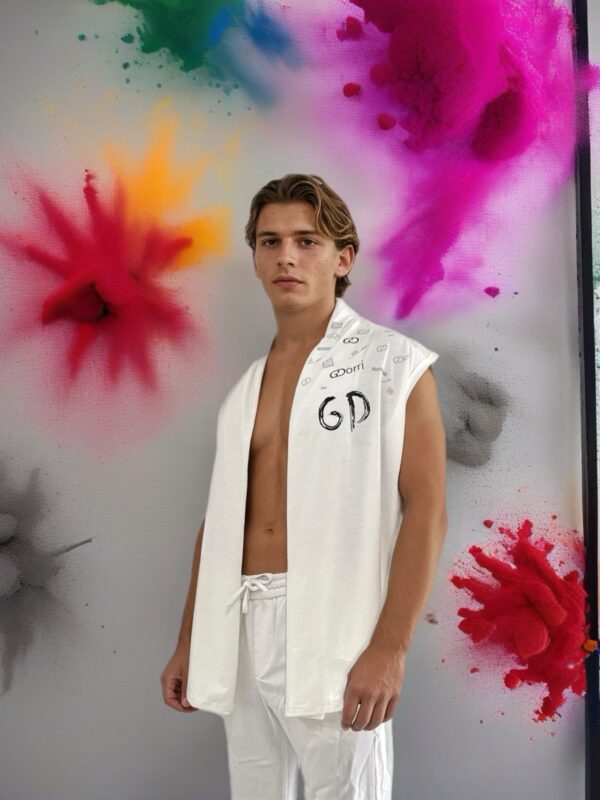 GDorri White Lux Cape, Cape Jacket, Cape Sleeve, Cape Blazer, Draped Vest, Sleeveless Cape