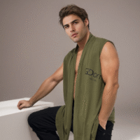 GDorri Army Green Cape, Cape Jacket, Cape Sleeve, Cape Blazer, Draped Vest, Sleeveless Cape