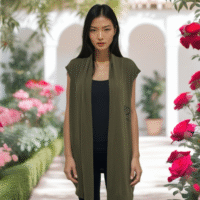 GDorri Army Green Cape, Cape Jacket, Cape Sleeve, Cape Blazer, Draped Vest, Sleeveless Cape