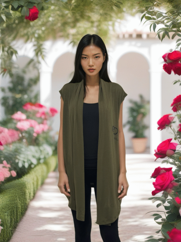 GDorri Army Green Cape, Cape Jacket, Cape Sleeve, Cape Blazer, Draped Vest, Sleeveless Cape
