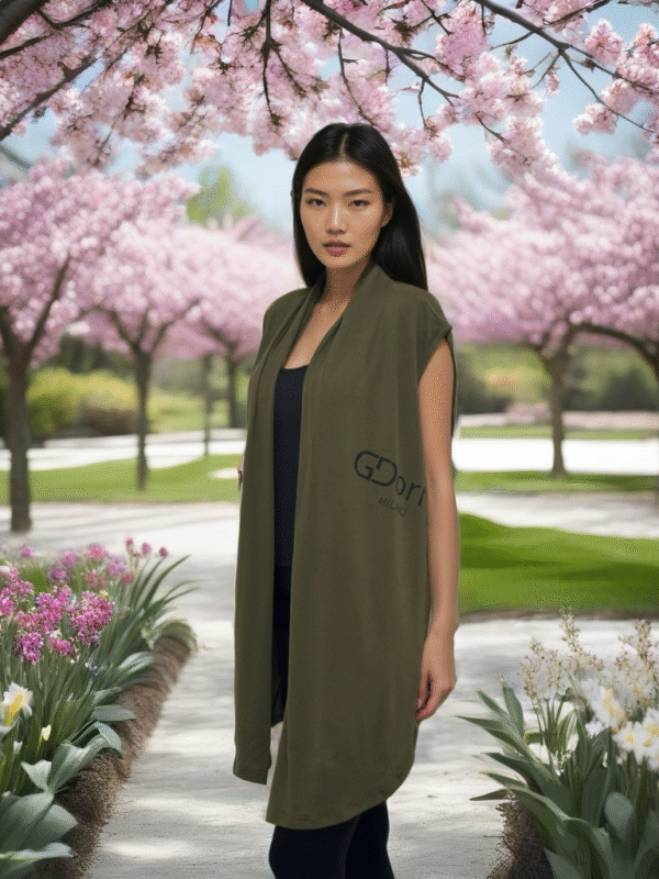 GDorri Army Green Cape, Cape Jacket, Cape Sleeve, Cape Blazer, Draped Vest, Sleeveless Cape