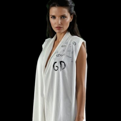 GDorri White Cape, Cape Jacket, Cape Sleeve, Cape Blazer, Draped Vest, Sleeveless Cape