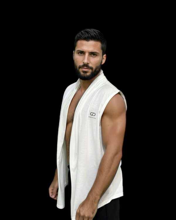 GDorri White Cape, Cape Jacket, Cape Sleeve, Cape Blazer, Draped Vest, Sleeveless Cape