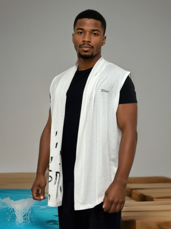 GDorri White Fashion Cape, Cape Jacket, Cape Sleeve, Cape Blazer, Draped Vest, Sleeveless Cape