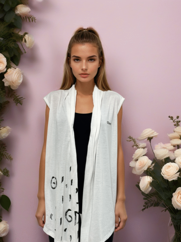 GDorri White Fashion Cape, Cape Jacket, Cape Sleeve, Cape Blazer, Draped Vest, Sleeveless Cape