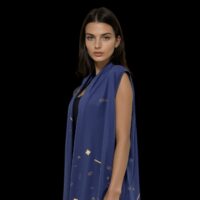 GDorri Blue Style Cape, Cape Jacket, Cape Sleeve, Cape Blazer, Draped Vest, Sleeveless Cape