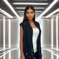 GDorri Black City Cape, Cape Jacket, Cape Sleeve, Cape Blazer, Draped Vest, Sleeveless Cape