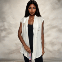 GDorri White Sport Cape, Cape Jacket, Cape Sleeve, Cape Blazer, Draped Vest, Sleeveless Cape