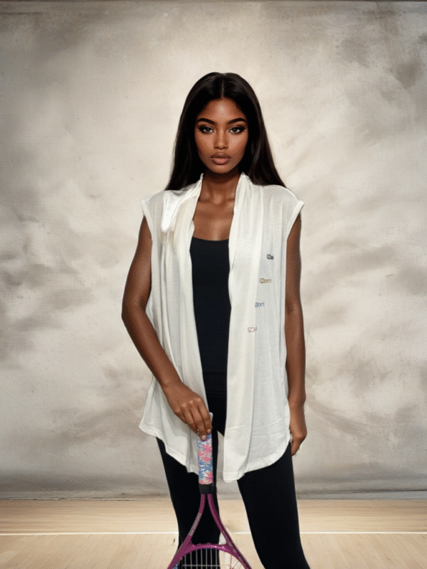 GDorri White Sport Cape, Cape Jacket, Cape Sleeve, Cape Blazer, Draped Vest, Sleeveless Cape