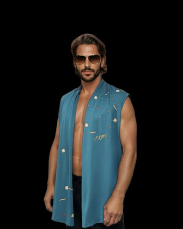 GDorri Turquoise Style Cape, Cape Jacket, Cape Sleeve, Cape Blazer, Draped Vest, Sleeveless Cape