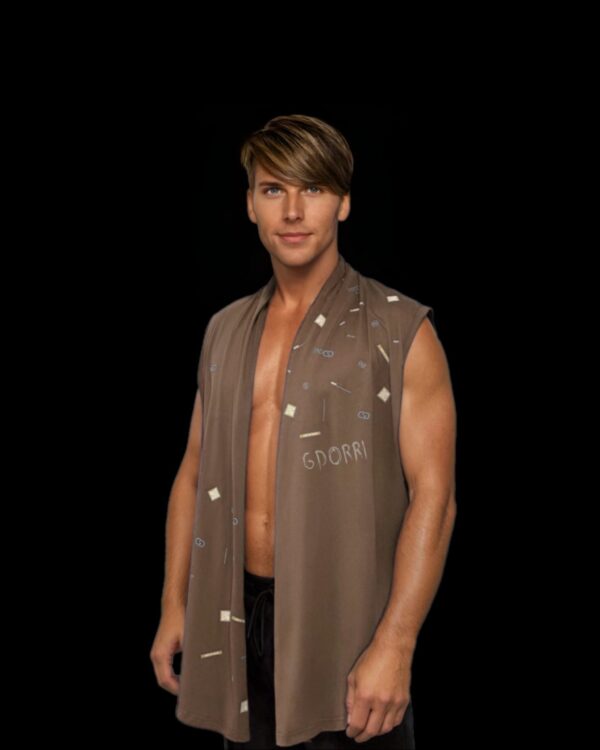 GDorri Brown Style Cape, Cape Jacket, Cape Sleeve, Cape Blazer, Draped Vest, Sleeveless Cape